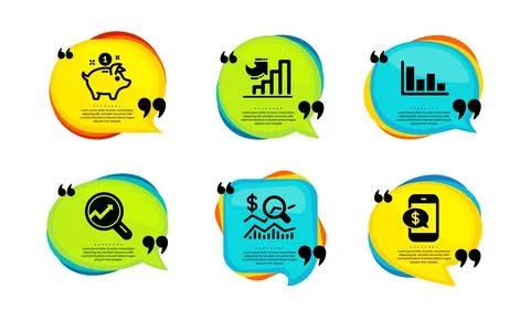 Growth chart, Analytics and Saving money icons set. Check investment, Histogram Stock Illustration