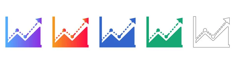Growth Chart Analytics Icon Set Illustrazione stock