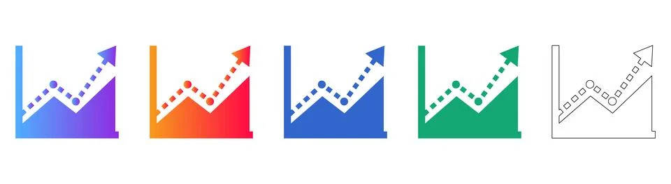 Growth Chart Analytics Icon Set 스톡 일러스트