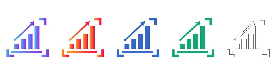 Growth Chart Analytics Icon Set 스톡 일러스트