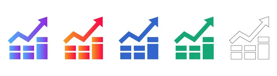 Growth Chart and Analytics Icons 스톡 일러스트