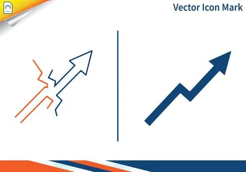 Growth chart arrow colored outline icon mark. Stock Illustration
