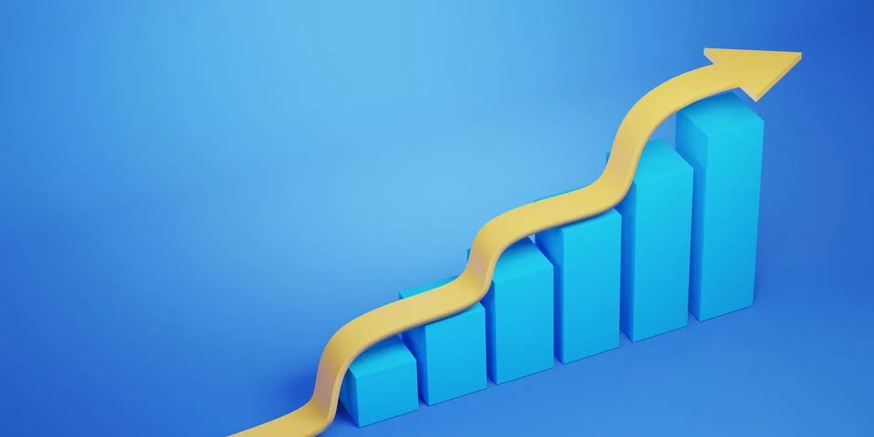 Growth chart with an arrow going up Stock Illustration