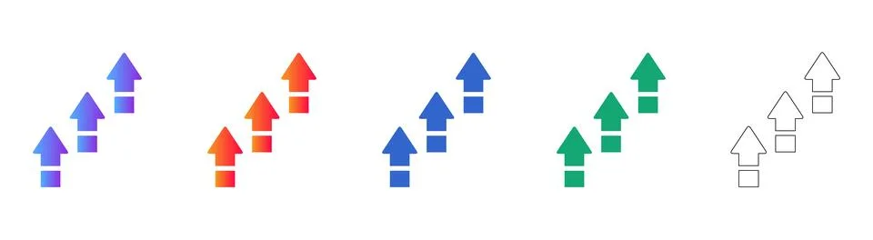 Growth Chart Arrows Icon Set 스톡 일러스트