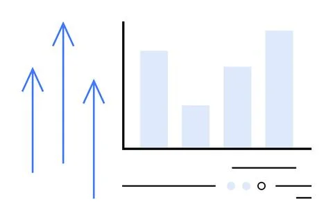 Growth chart with bar graph and upward arrows indicating increase and progr.. Stock Illustration