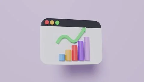 Growth chart in the browser window, business startup and growth statistics Illustrazione stock