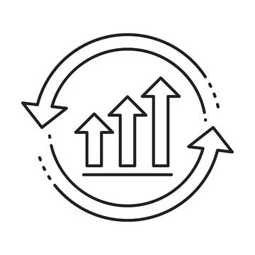 Growth chart with circular arrows icon vector continuous improvement concept Stock Illustration