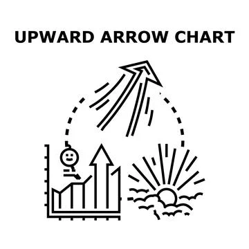 Growth chart concept with rising arrow and sun Stock Illustration