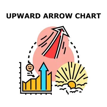 Growth chart concept with rising arrow and sun Stock Illustration