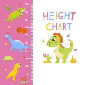 Growth chart with cute dinosaur. Stock Illustration