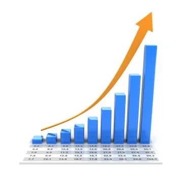 Growth chart with data, 3d render Stock Illustration