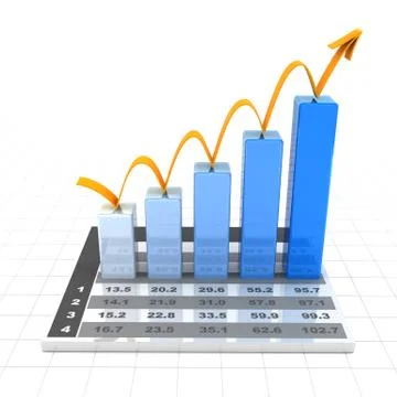 Growth chart with data, 3d render Stock Illustration