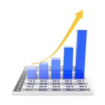Growth chart with data, 3d render Stock Illustration