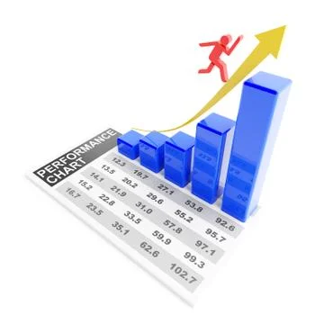 Growth chart with data, 3d render Stock Illustration