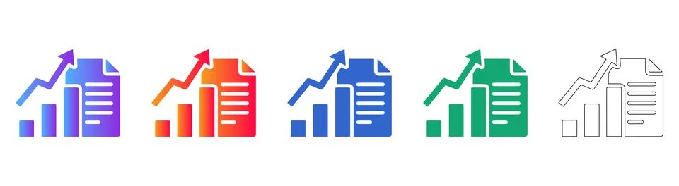 Growth Chart Document Icons 스톡 일러스트