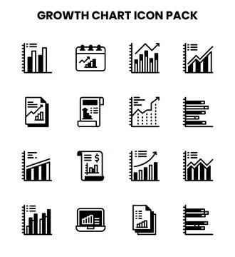 Growth Chart DuoTone Bundle Icons Pack Stock Illustration