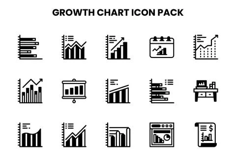 Growth Chart DuoTone Vector Icons Pack Stock Illustration