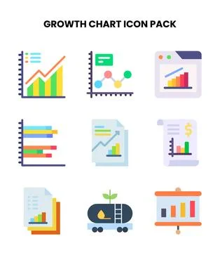 Growth Chart Flat Collection Icons Pack イラスト素材