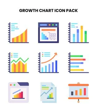 Growth Chart Flat Graphics Icons Pack Stock Illustration