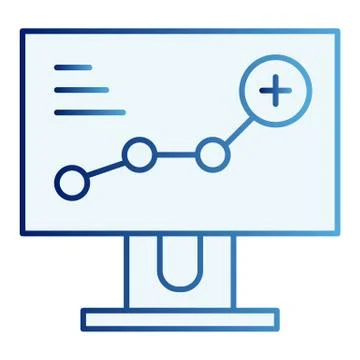 Growth chart flat icon. Diagram on computer blue icons in trendy flat style Stock Illustration