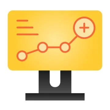 Growth chart flat icon. Diagram on computer color icons in trendy flat style Illustrazione stock