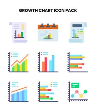 Growth Chart Flat UI Icons Pack Illustration