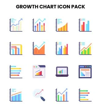 Growth Chart Flat UI Icons Pack Stock Illustration