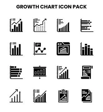 Growth Chart Glyph Icons Pack Stock-Illustration