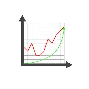 Growth chart on grid Stock Illustration