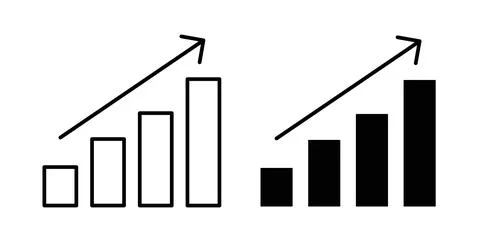 Growth chart icon in black and white. vector icon pack for websites イラスト素材