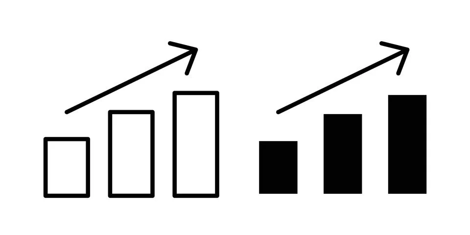 Growth chart icon black vector isolated on white Stock Illustration