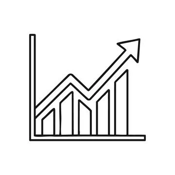 Growth Chart Icon. Hand drawn graph showing an upward trajectory, symbolizi.. Stock Illustration