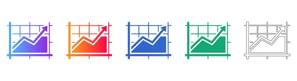 Growth Chart Icon Set for Data Analysis Stock Illustration
