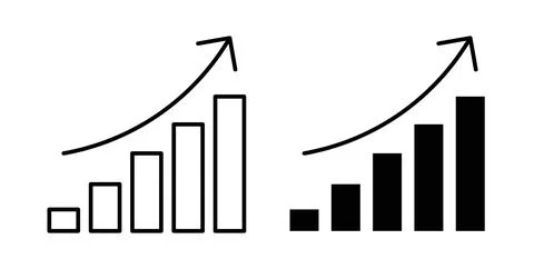 Growth chart icon. Style is flat and line symbol Stock Illustration