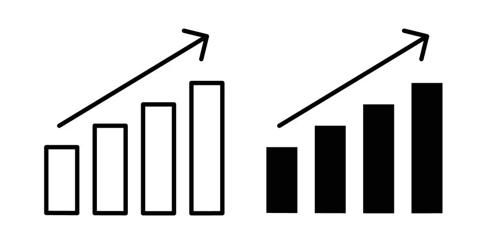 Growth chart icon thin line and clipart style vector set Illustrazione stock