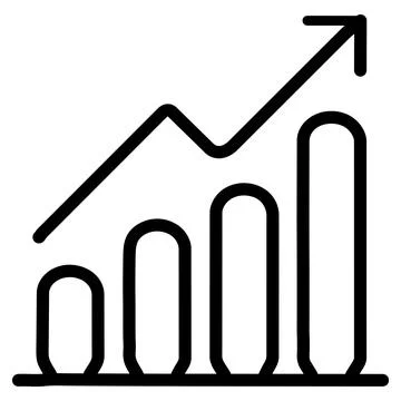Growth Chart Icon with Upward Arrow Stock Illustration