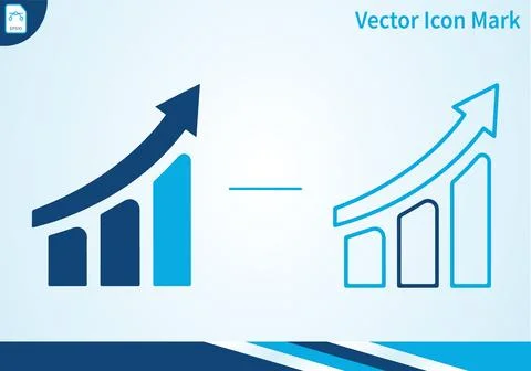 Growth chart icon vector illustration in two styles. Illustrazione stock