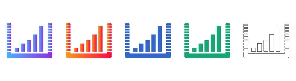Growth Chart Icons Collection with Gradient and Outline Finishes Illustrazione stock