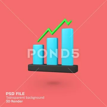 Growth chart infographic isolated 3d render icon illustration PSD Template