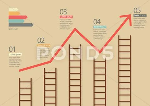 Growth chart with ladders infographic ~ Clip Art #57317987