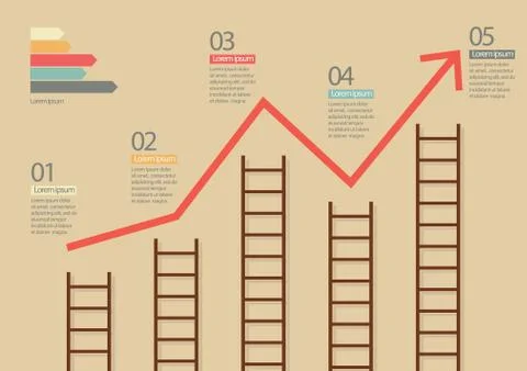 Growth chart with ladders infographic Stock Illustration