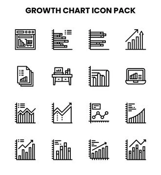 Growth Chart Line Bundle Icons Pack Stock Illustration