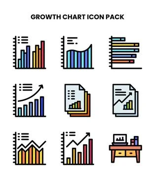 Growth Chart Lineal Color Vector Icons Pack イラスト素材