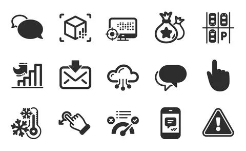 Growth chart, Loyalty points and Seo icons set. Incoming mail, Hand click and Illustrazione stock