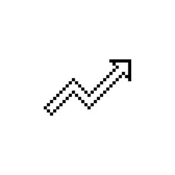 Growth Chart Pixel Line Art Stock Illustration