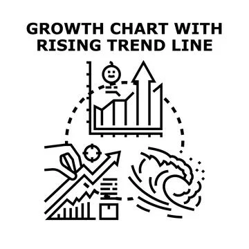 Growth chart rising trend line icon concept Stock Illustration