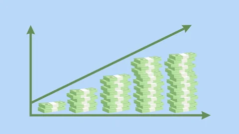 Growth Chart With Stack Money 2d Animation with Alpha Matte Stock Footage 336293374