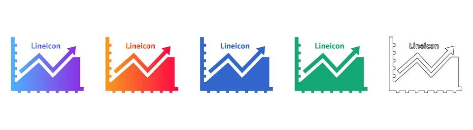 Growth Chart Statistics Line Icon Set 스톡 일러스트