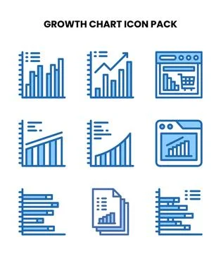Growth Chart Two Colour Bundle Icons Pack Illustration