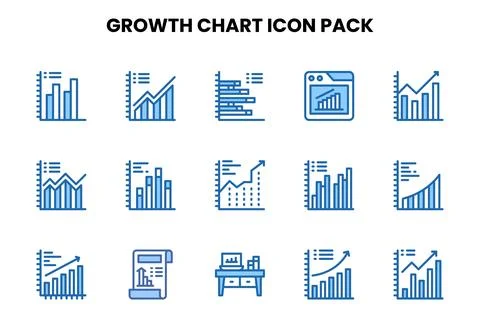 Growth Chart Two Colour Design Icons Pack イラスト素材